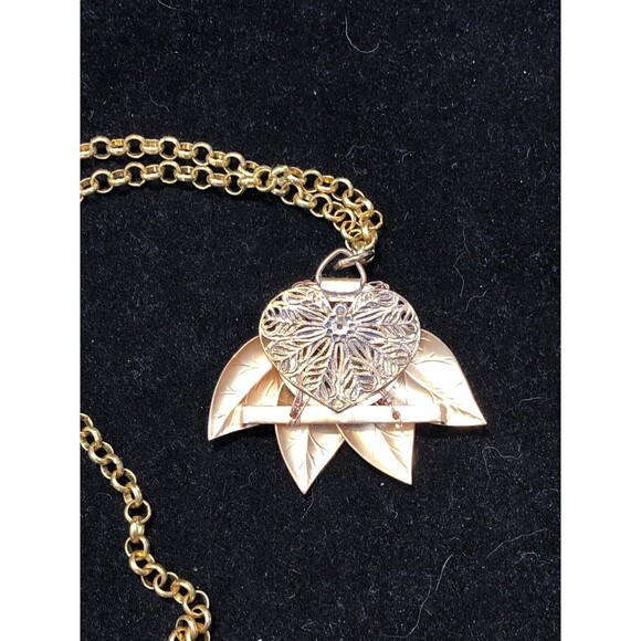 Vintage Stone Handwrapped Pendant Necklace On A 20” Popcorn Gold Tone Chain - Picture 6 of 7